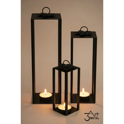 Genel Ürün Dekoratif Üçlü Mumluk Fener - 3lü Metal Şamdan