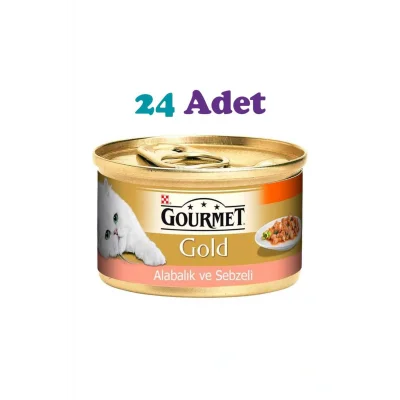Genel Ürün Gold Parça Etli Alabalık ve Sebzeli Kedi Konservesi 85g (24 Adet)