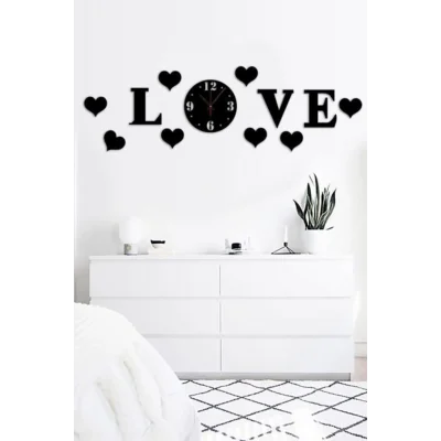 Kol Saati Love Ahşap Lazer Kesim Duvar Saati Nc2045