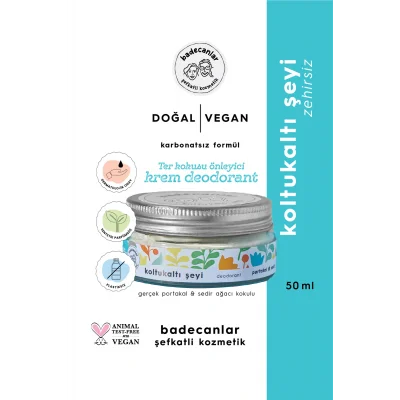 Genel Ürün Portakal & Sedir Koltukaltı Şeyi | Doğal Vegan Ter Kokusu Önleyici Krem Deodorant 50ml