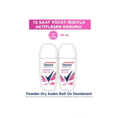 Kol Saati Üstün Koruma Kadın Roll On Deodorant Powder Dry 72 Saat Kesintisiz Koruma 50 ml x2