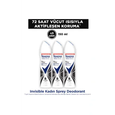 Kol Saati Kadın Sprey Deodorant Invisible 72 Saat Kesintisiz Koruma 150 ml x3