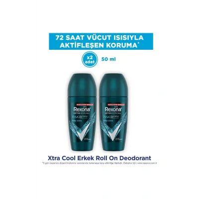 Kol Saati Üstün Koruma Erkek Roll On Deodorant Xtra Cool 72 Saat Kesintisiz Koruma 50 ml x2