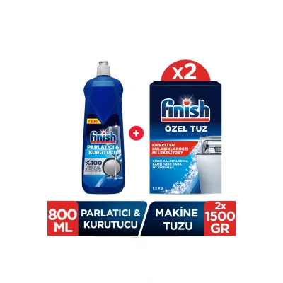 Genel Ürün Bulaşık Makinesi Tuzu Kireç Kalıntılarına Karşı Koruyucu 2 x1500 gr+ Parlatıcı & Kurutucu 800 ml
