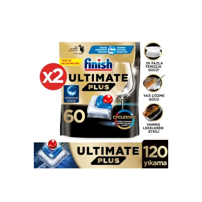 Genel Ürün Ultimate Plus Hepsi Bir Arada Bulaşık Makinesi Deterjanı  Kapsül Tablet  120 Adet (60 x 2li)