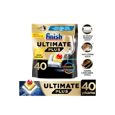 Genel Ürün Ultimate Plus Hepsi Bir Arada Bulaşık Makinesi Deterjanı Kapsül Tablet Limon 40 Adet