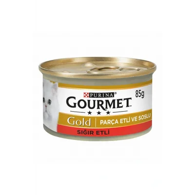 Genel Ürün Gold Parça Etli Soslu Sığır Etli Yetişkin Kedi Konservesi 6 Adet 85 Gr