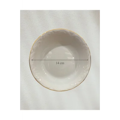 Genel Ürün 6lı Altın Yaldızlı 14 Cm Porselen Çukur Tabak Küçük Boy Çerezlik Kahvaltılık Porselen Tabak