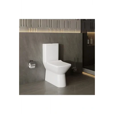 Genel Ürün Nova Beyaz Kanalsız Duvara Sıfır Klozet Takım NV361, Lara Thermoplast Yavaş Kapak