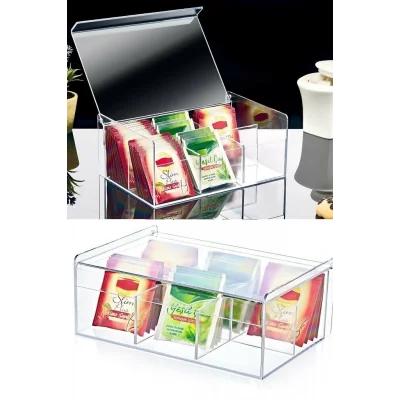 Genel Ürün 6 Bölmeli Kapaklı Çay Kutusu Poşet Bitki Çayı Kabı