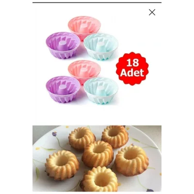 Genel Ürün Silikon Mini Kek Kalıbı 18 Parça Muffin Kek Kalıbı