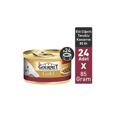 Genel Ürün Gold Parça Etli Tavuklu Ciğerli Konserve Kedi Maması 85gr X 24 Adet