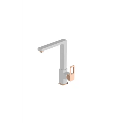 Genel Ürün Salvo Plus Colours Mutfak Eviye Bataryası ( Döküm Çıkış Uçlu) Beyaz - Rose Gold