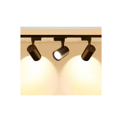 Lamba Sl-1022 Siyah Kasa Günışığı 30w 3 Adet 360 Dönen Ray Spot Lamba 1 Metre Raylı Armatür