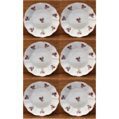 Genel Ürün 6lı Porselen Çay Tabağı Pembe Çiçekli