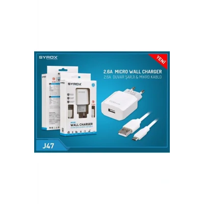 Genel Ürün J47 Microusb Girişli 2.6 Amper Hızlı Şarj Aleti Samsung Uyumlu (beyaz)