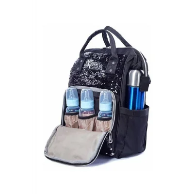 Genel Ürün Anne Bebek Bakım Çantası - Siyah Pullu