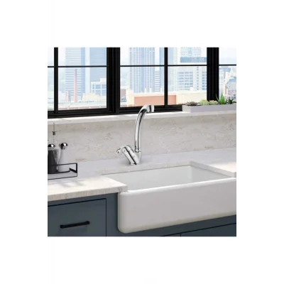 Genel Ürün Beyza Krom Uzun Kuğu Mutfak Eviye Bataryası 5 Yıl Garanti