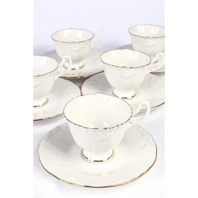 Genel Ürün Porselen 6 Kişilik Kahve Fincan Takımı Yaldızlı Ros-100 62602