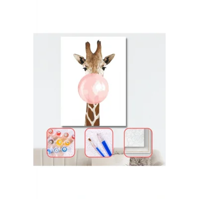 Genel Ürün Sayılarla Boyama Seti Kasnaklı Sakız Düşükü Zürafa 60 X 75 Cm