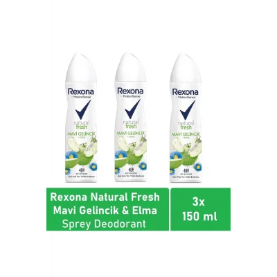Genel Ürün Kadın Deodorant Natural Fresh Mavi Gelincik & Elma 150 Ml - 3lü Avantaj Paketi