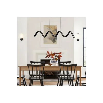 Genel Ürün Led Avize Sarkıt Spıral Larga Tr1v115 Pro 120cm Boya:siyah - Işık:6500k Soğuk Beyaz