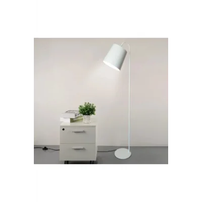 Lamba Modern Beyaz Metal Lambader Köşe Lambası Yerden Aydınlatma