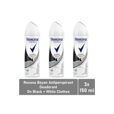 Genel Ürün Kadın Antiperspirant Deodorant Invisible Black White 150 Ml - 3lü Avantaj Paketi