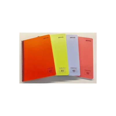 Genel Ürün A4 80 Yaprak Çizgili Telli Defter Pastel Renk Plastik Kapak Göz Yormayan Krem Renk Kağıt