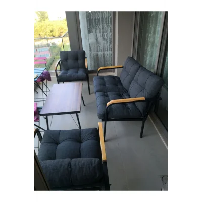 Genel Ürün Jüpiter Balkon, Bahçe, Cafe - Metal Kanepe Koltuk Takımı - 2+1+1 + Sehpa