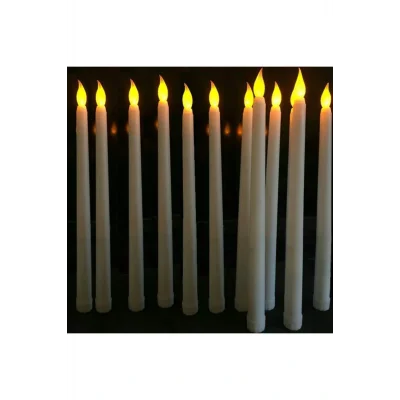 Genel Ürün Büyük Boy 26 Cm Pilli Mum Efekti Led Şamdan Mum Dekor 6 Lı Paket