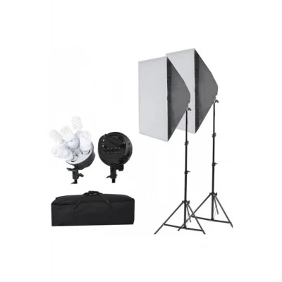 Genel Ürün Softbox 50x70cm Paraflaş 5 Duylu Sürekli Işık 2 Li Set