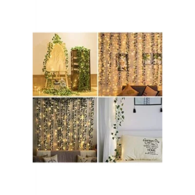 Genel Ürün Dekoratif Yeşil Yapraklı Yapay Sarmaşık Ve 3 Metre Peri Led Gün Işığı