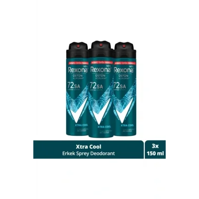 Kol Saati Men Erkek Sprey Deodorant Xtra Cool 72 Saat Kesintisiz Üstün Koruma 150 ml X3