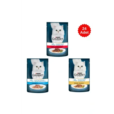 Genel Ürün Izgara Serisi Ton Tavuk Ve Sığır Etli Karışık Pouch Kedi Yaş Maması 85 Gr 24 Adet