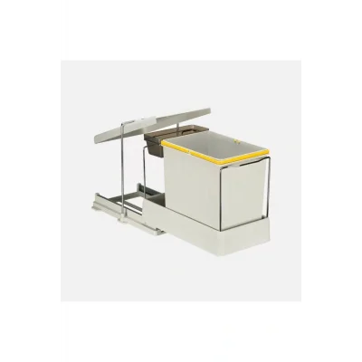 Genel Ürün Raylı 16+1 Lt Plastik Açık Gri Çöp Kutusu