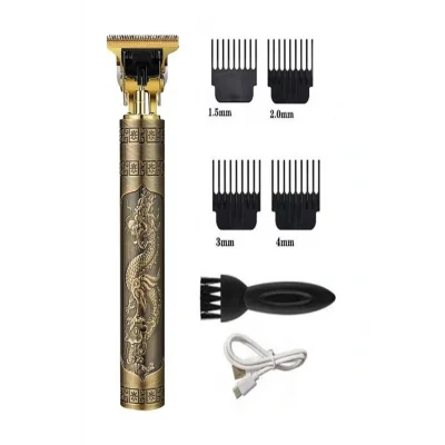 Kol Saati Islak ve Kuru Antika Görünümlü Nostalji Şarj Edilebilir Metal Saç Sakal Traş Makinesi Power 3 Saat