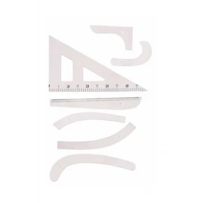 Genel Ürün Şeffaf Plastik 7 Parça Terzi Modelist Tekstil Cetvel Riga Gönye Takımı