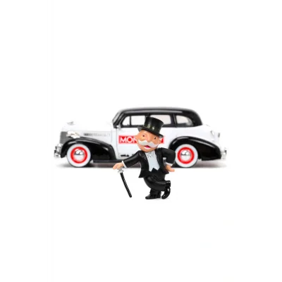 Oyuncak , 253255048, Mr. Monopoly Figür Ve 1939 Chevy Master Aracı 1:24, Die-cast (METAL), 1:24 Ölçekli