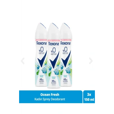 Kol Saati Sprey Deodorant Ocean Fresh 48 Saat Koruma 150 ml X3