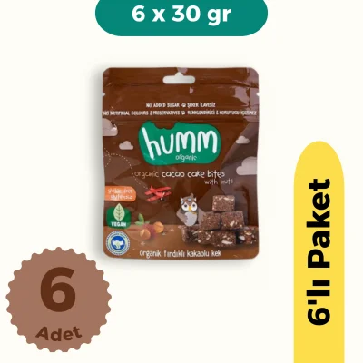 BUĞZ Humm Organik Glutensiz Vegan Kakaolu ve Fındıklı Kek 6lı Set