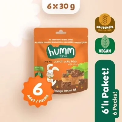 BUĞZ Humm Organik Glutensiz Vegan Havuçlu ve Tarçınlı Kek 6lı Set