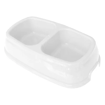 İkili Plastik Mama Ve Su Kabı 500 + 500 Ml Beyaz