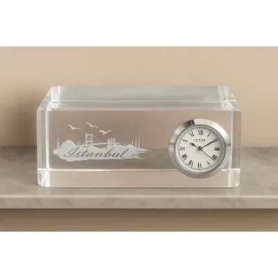 İstanbul Tasarımlı Kristal Saatli Biblo