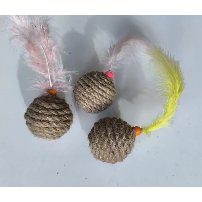 Jut Halat Örgü Kedi Oyun Topu 5 cm