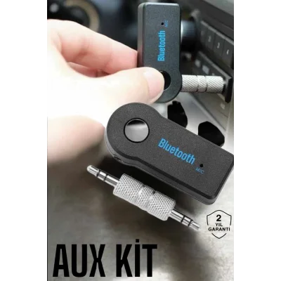Kablosuz Bluetooth Aux Araç Kiti Siyah Hafıza Kartlı