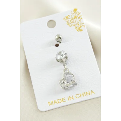 Kalp Zirkon Taşlı Çelik Piercing 1 Adet