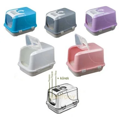 Karamel Pet Ekstra Büyük Kapalı Kedi Tuvaleti Karbon Filtreli XXL 65 cm