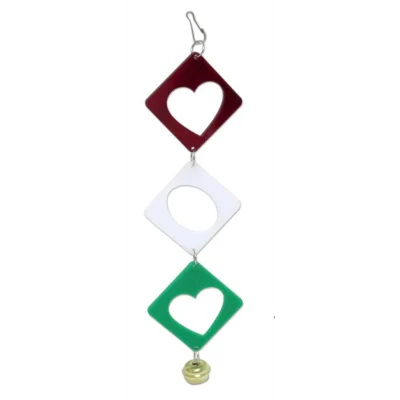 Kareli Oval Çanlı Kuş Oyuncağı 20 cm Zilli