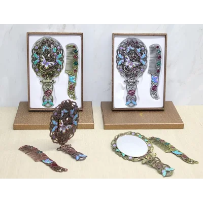 Kelebek Katlanabilir Ayna Ve Tarak Seti Büyük Boy